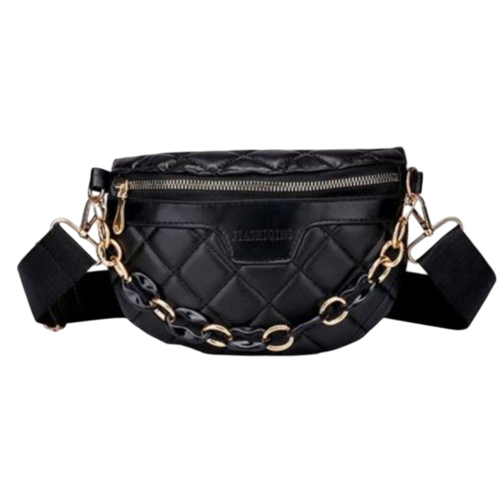 FANNY PACK Designer Paris Style SAFETY Bum Bag PUFF QUILT Modern Chain City Chic